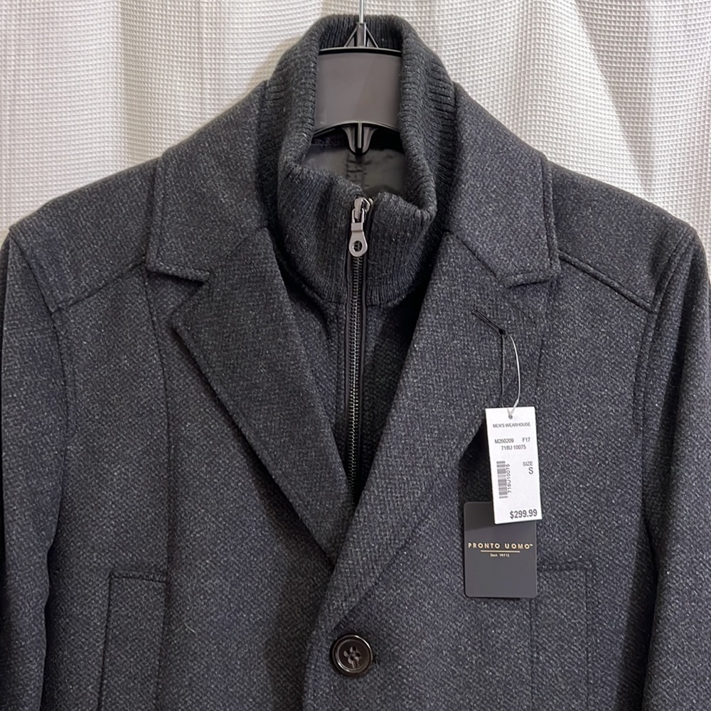 Pronto Uomo Charcoal Soft Wool Blend Dress Coat